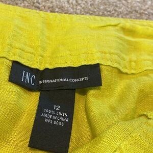 Linen Shorts Citrus Lemon Sz 12